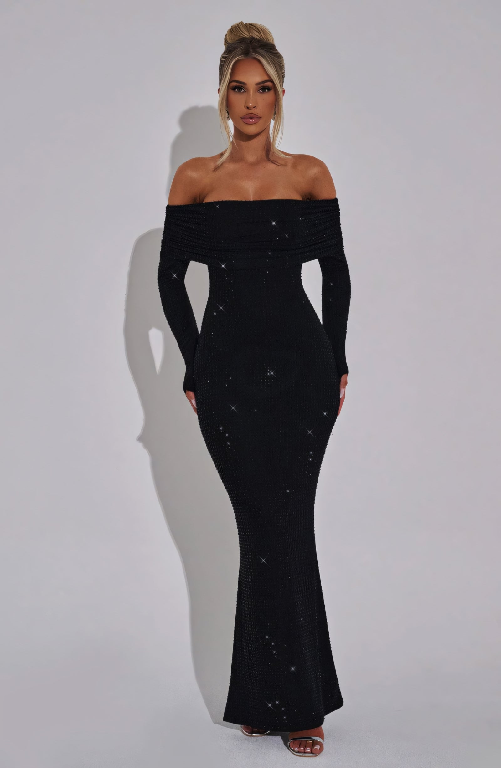 ABBY MAXI DRESS - BLACK SPARKLE