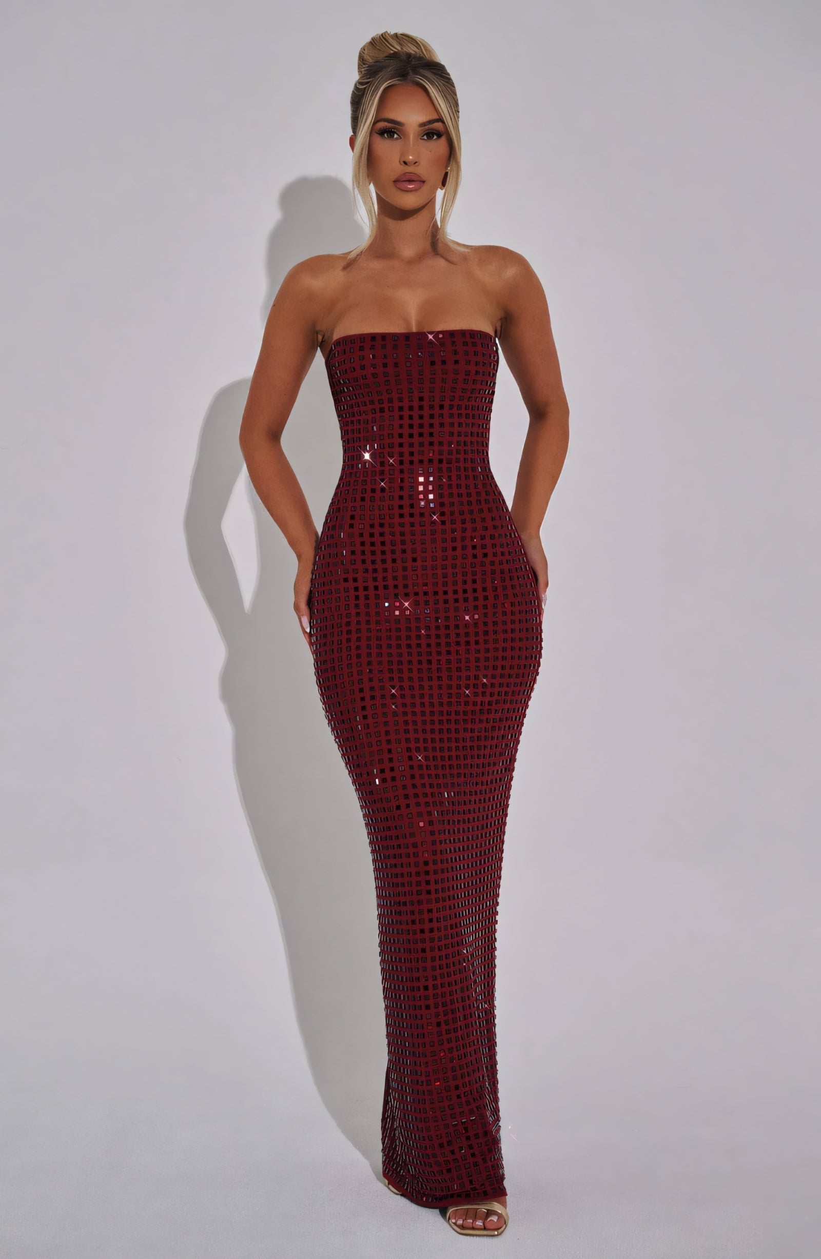 NINA MAXI DRESS - WINE SPARKLE