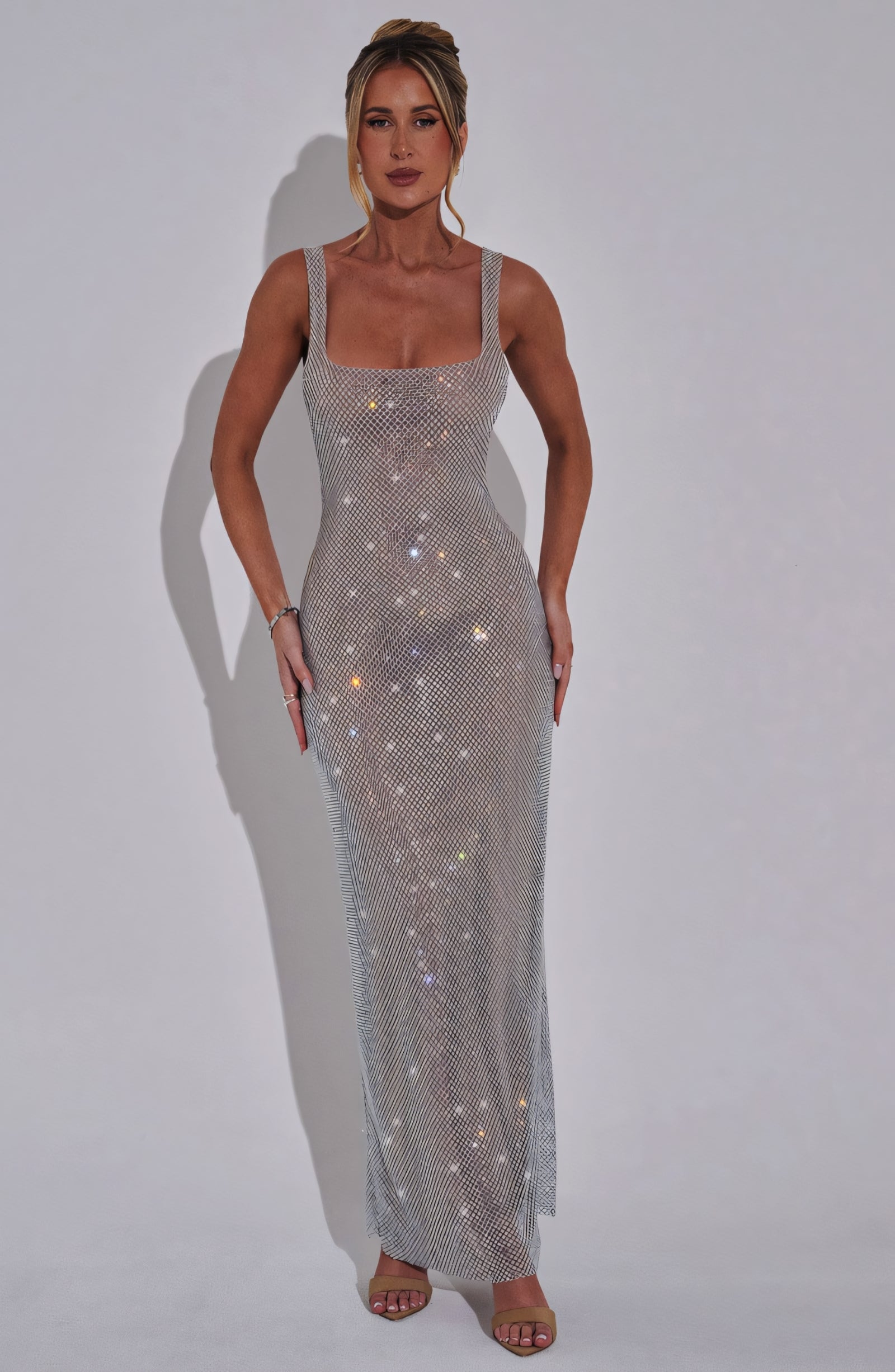 EVY MAXI DRESS - SILVER SPARKLE