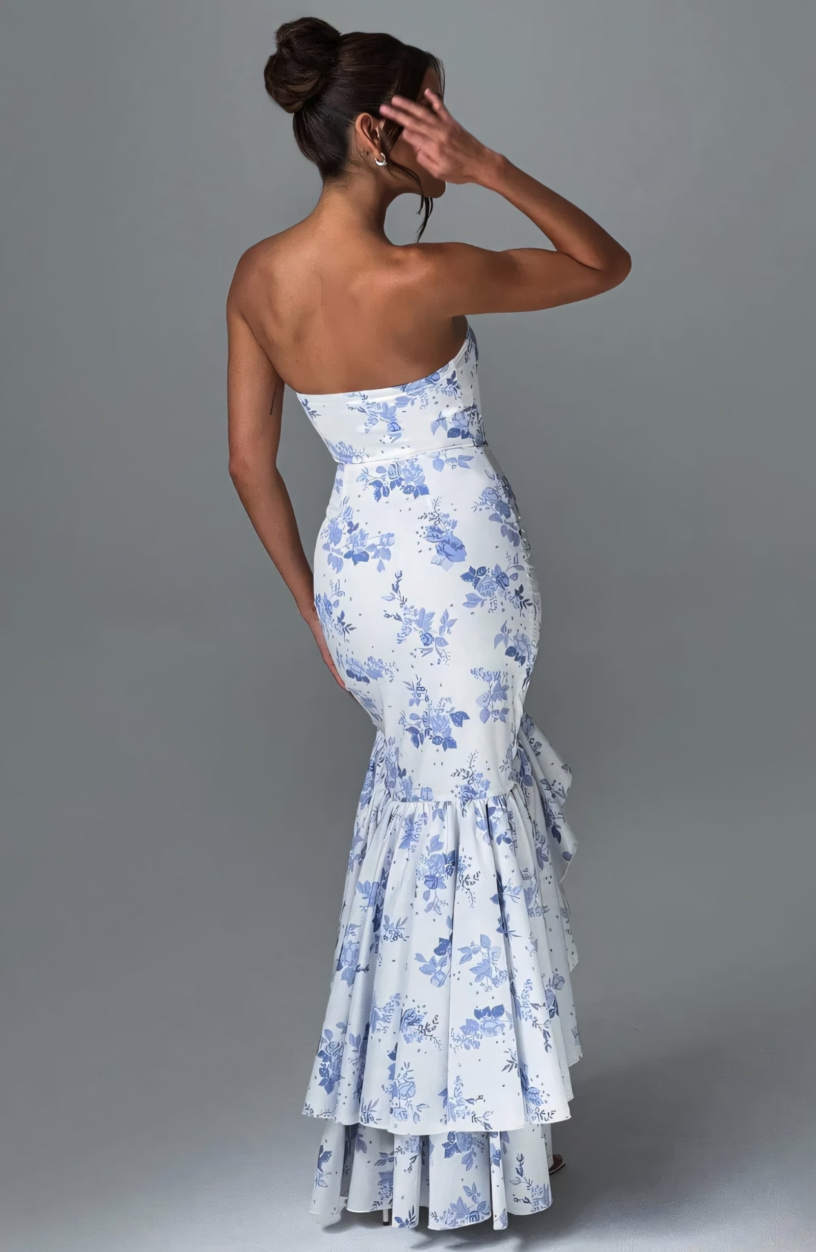 ROSE MAXI DRESS - BLUE FLORAL PRINT