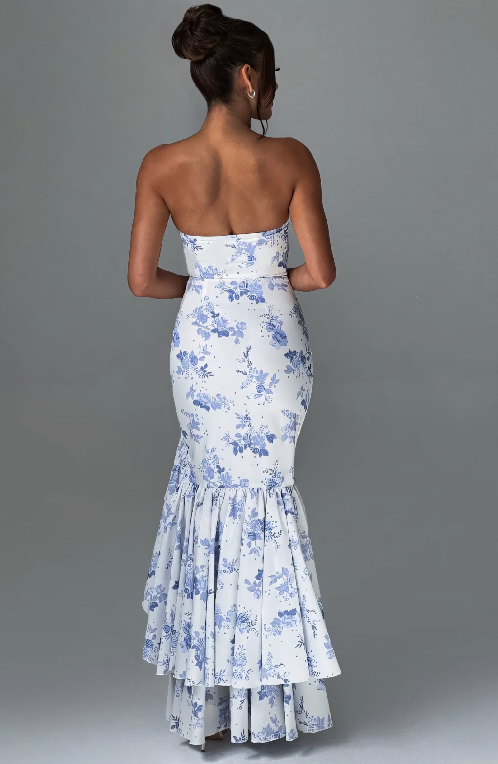 ROSE MAXI DRESS - BLUE FLORAL PRINT