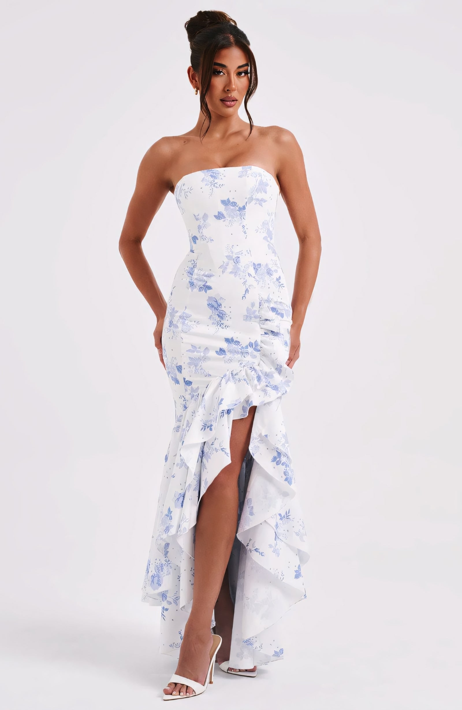 ROSE MAXI DRESS - BLUE FLORAL PRINT