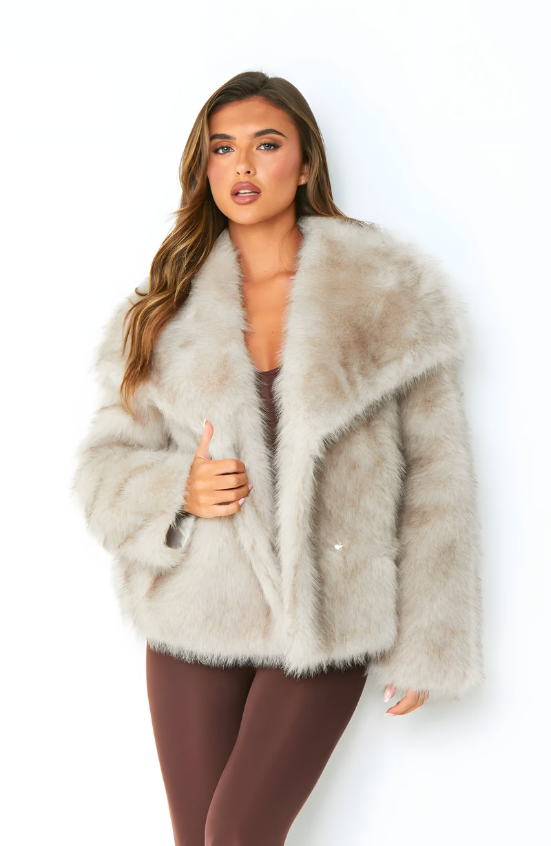 SOFIA FAUX FUR COAT - BROWN