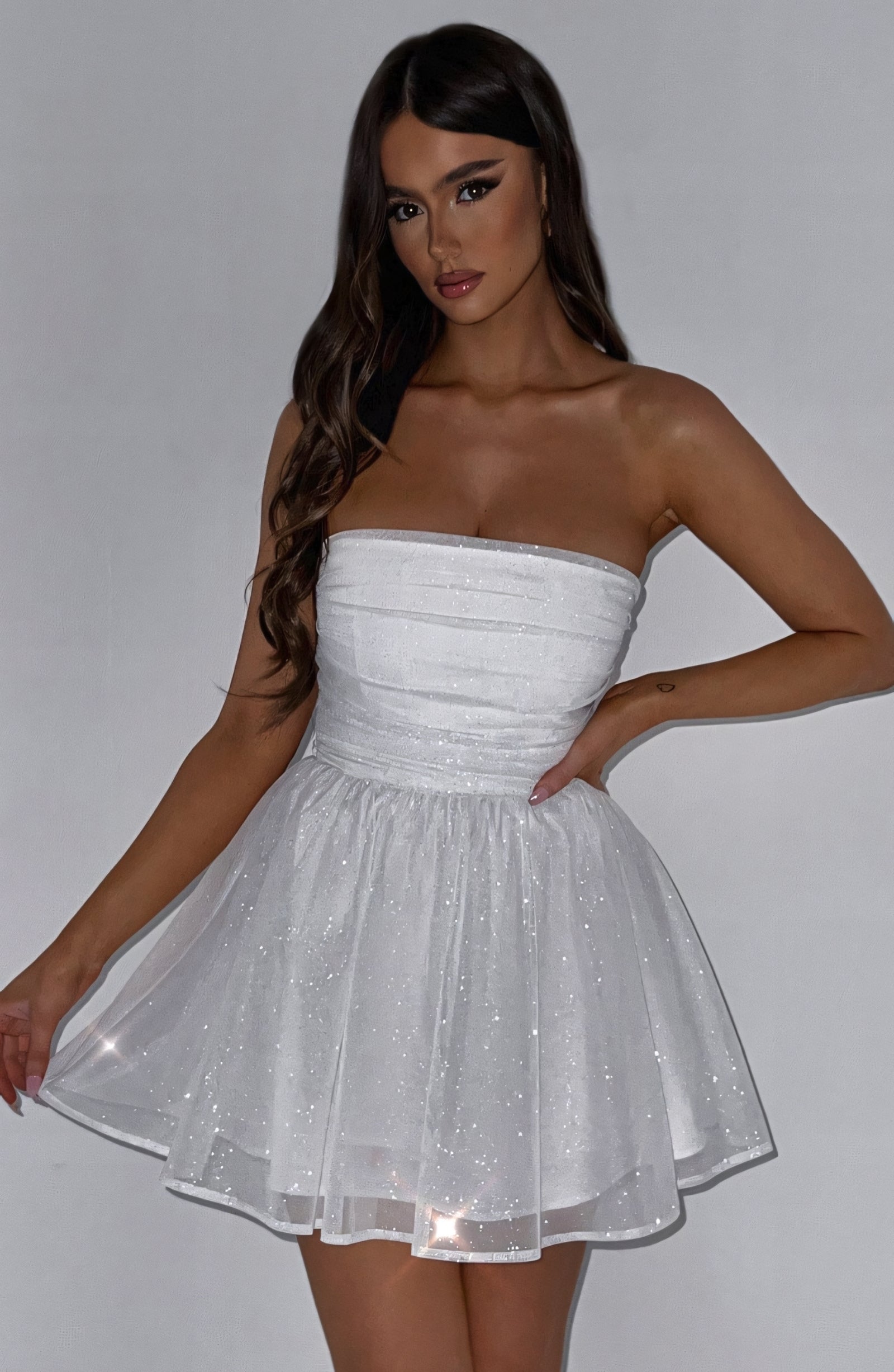 CHARLOT MINI DRESS - WHITE SPARKLE