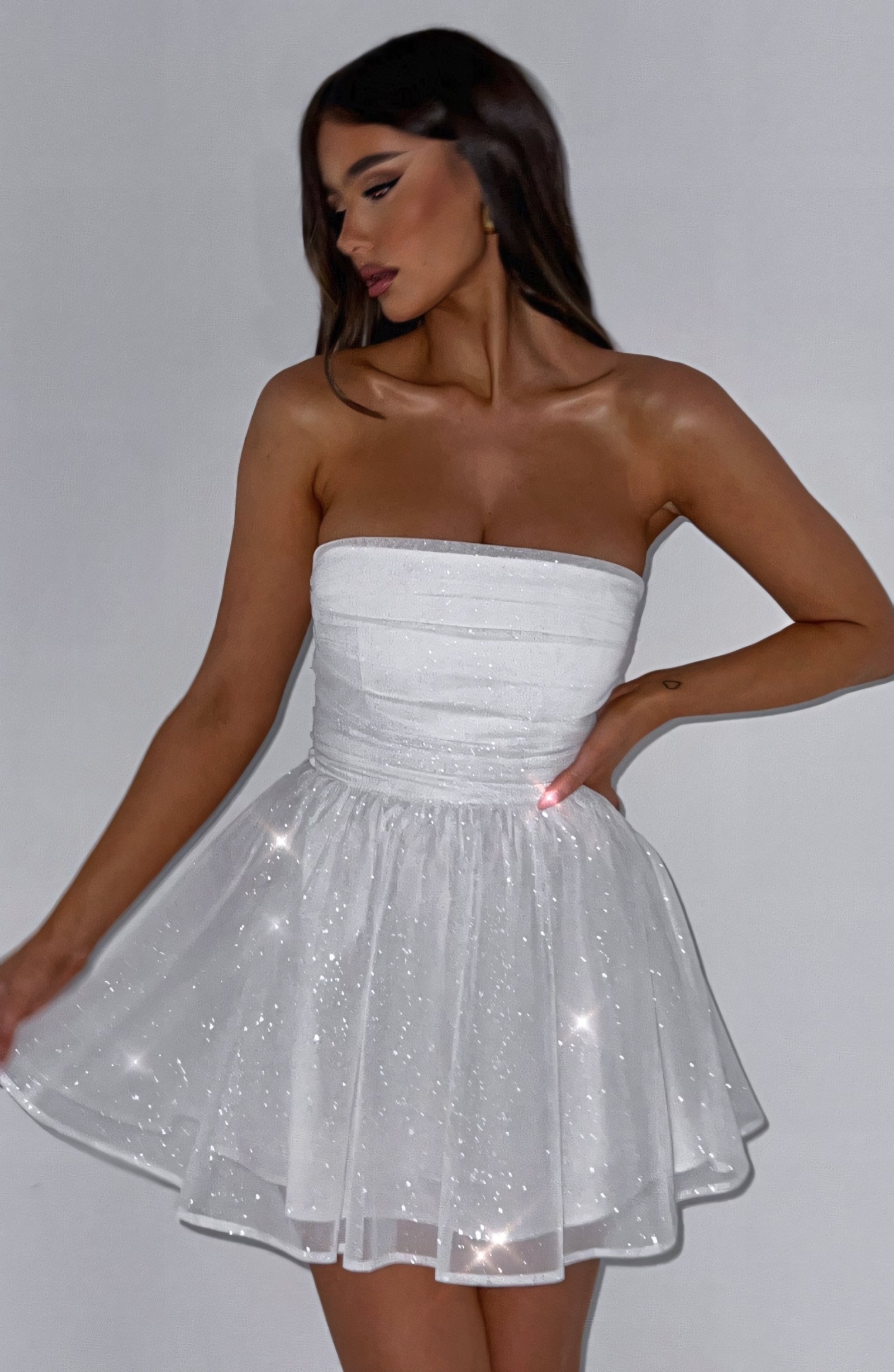 CHARLOT MINI DRESS - WHITE SPARKLE