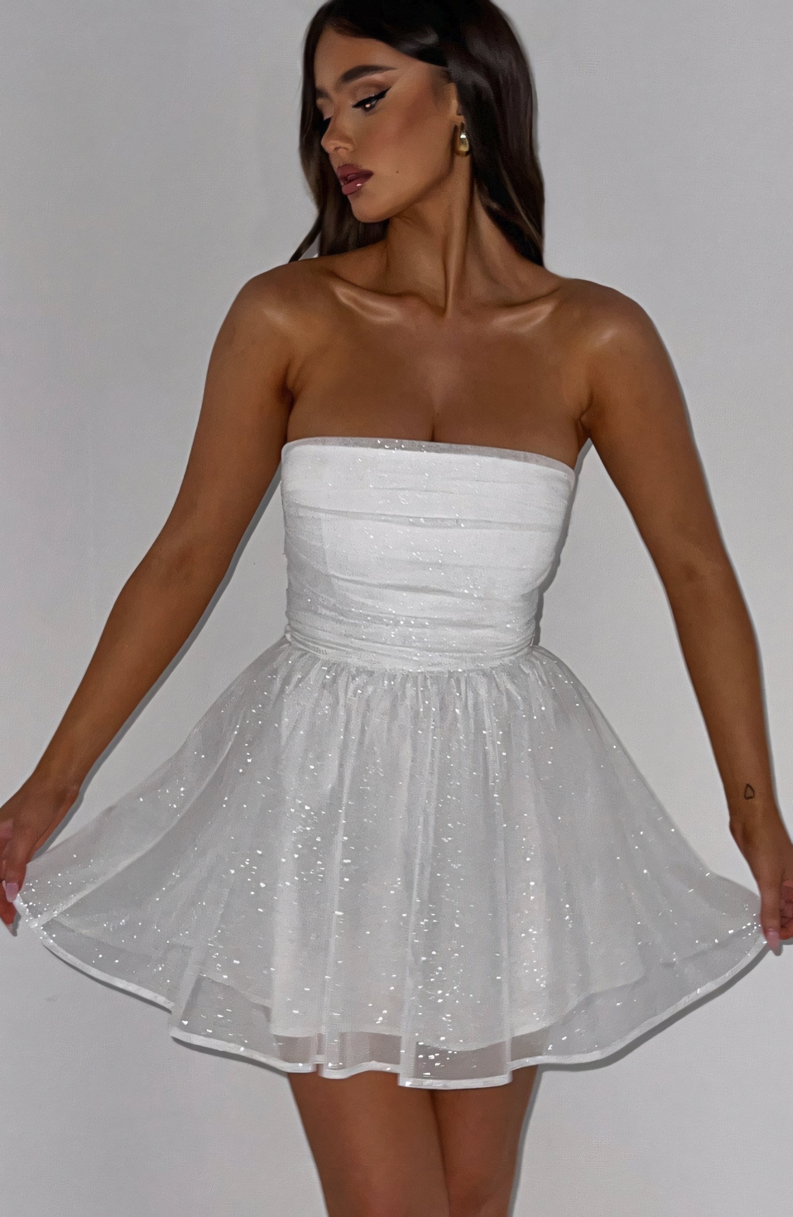 CHARLOT MINI DRESS - WHITE SPARKLE