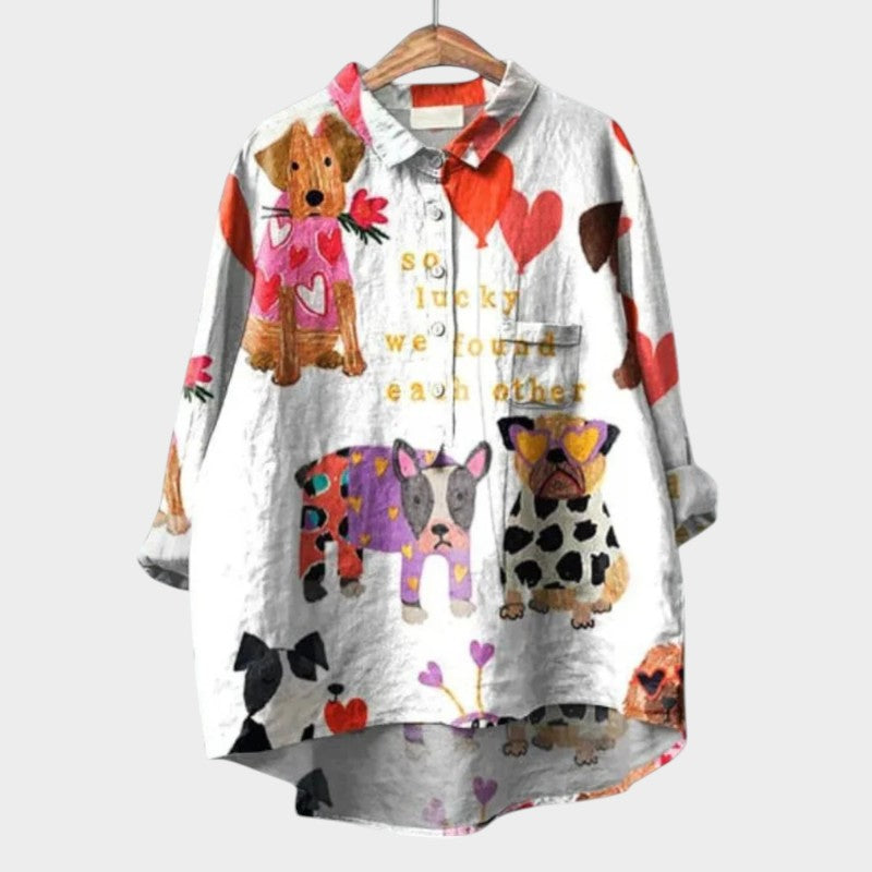 Astrid™ | Dog Print Blouse