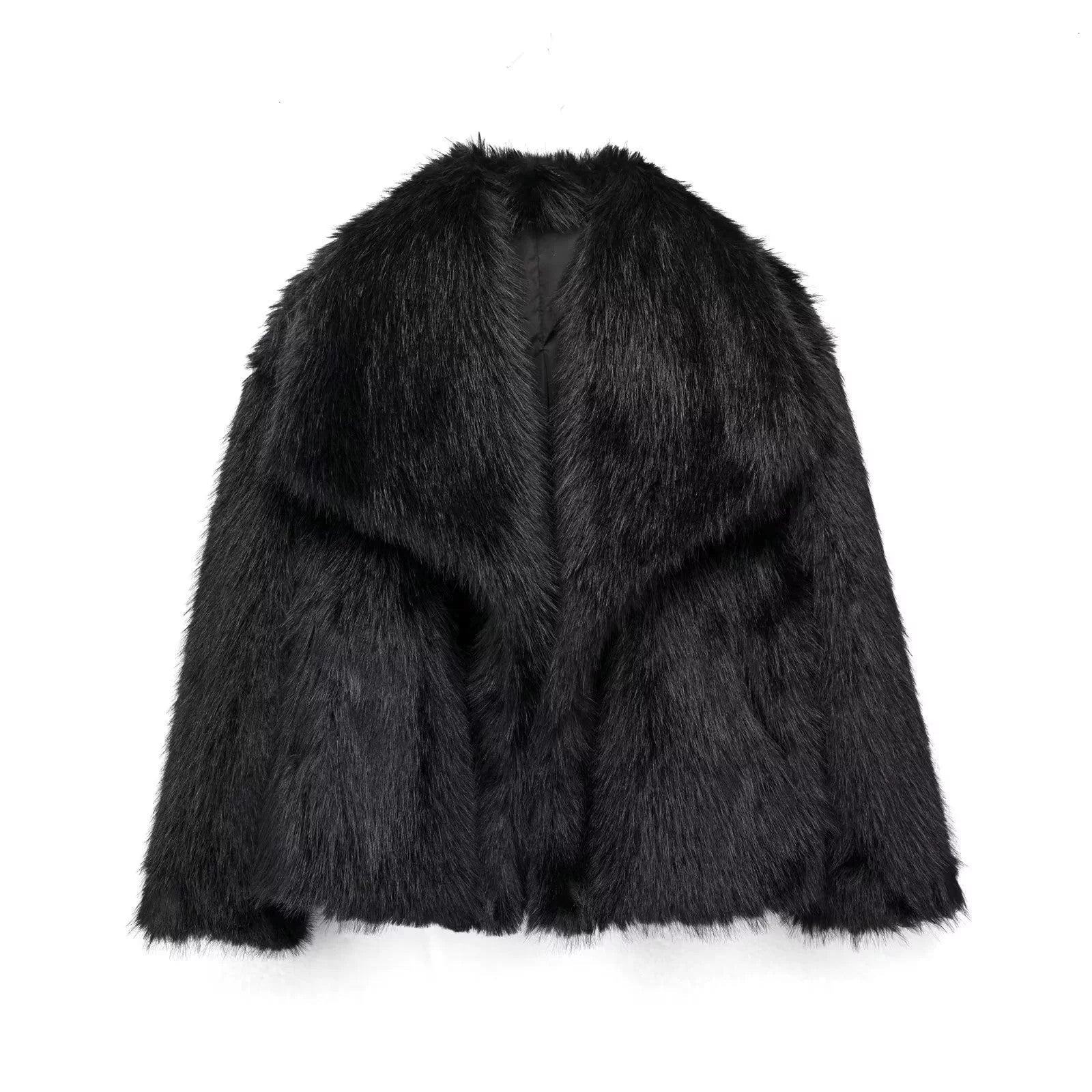 SOFIA FAUX FUR COAT - BLACK