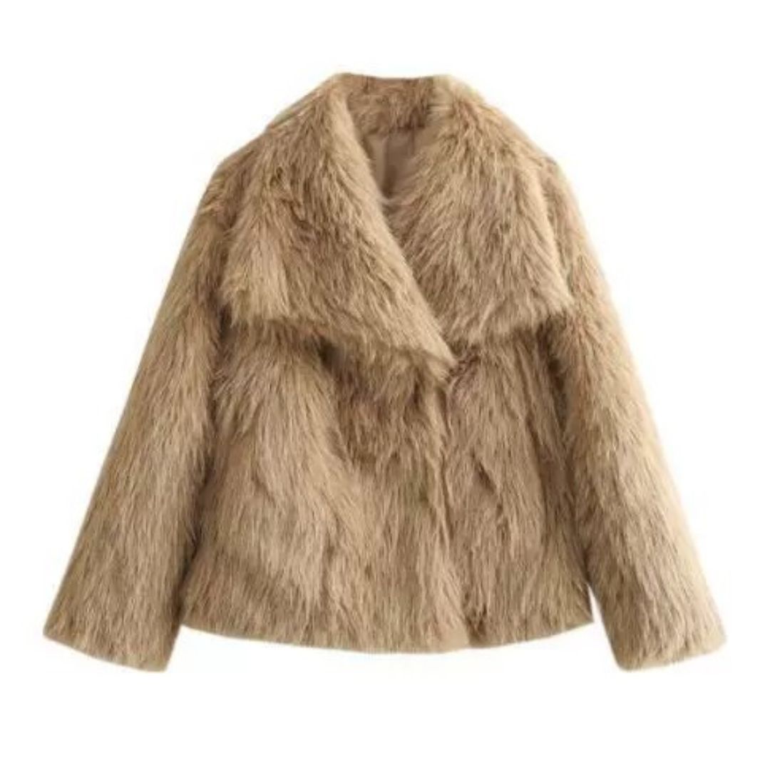 SOFIA FAUX FUR COAT - BROWN