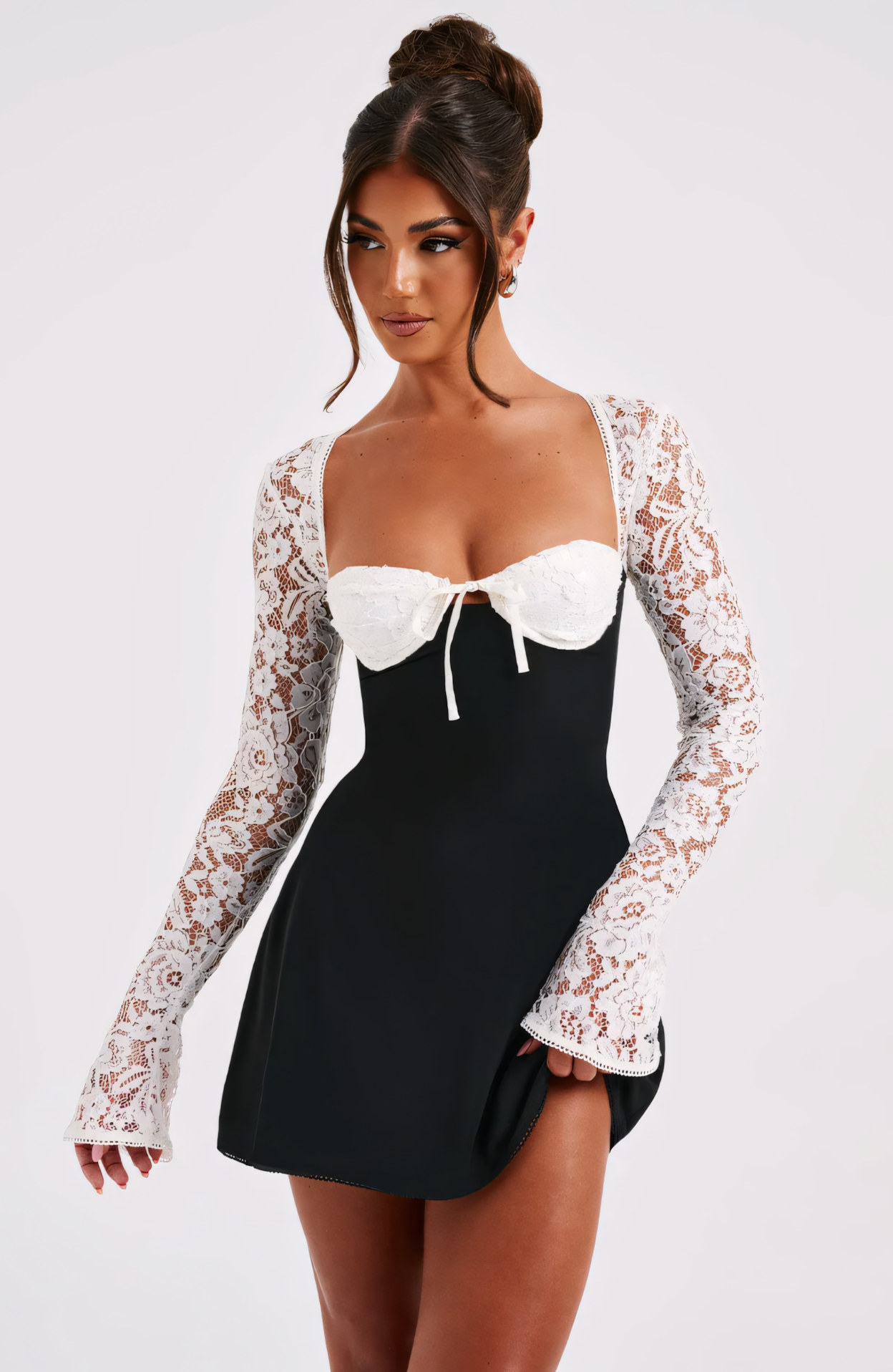 ANGELA MINI DRESS - BLACK/WHITE