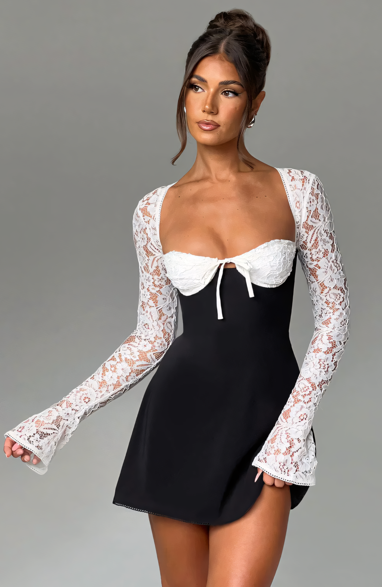 ANGELA MINI DRESS - BLACK/WHITE