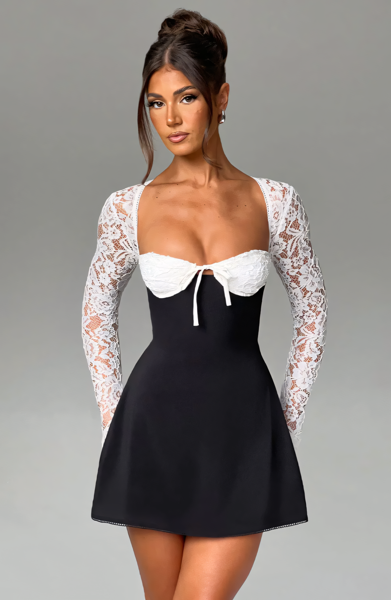 ANGELA MINI DRESS - BLACK/WHITE