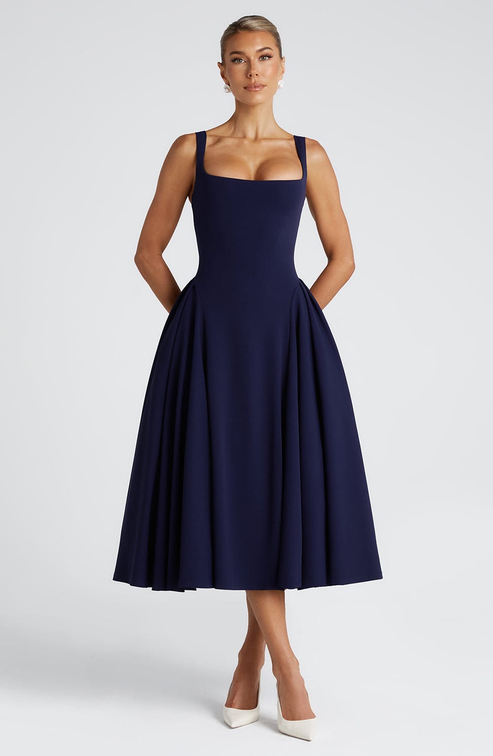 Betty Midi Dress - Navy