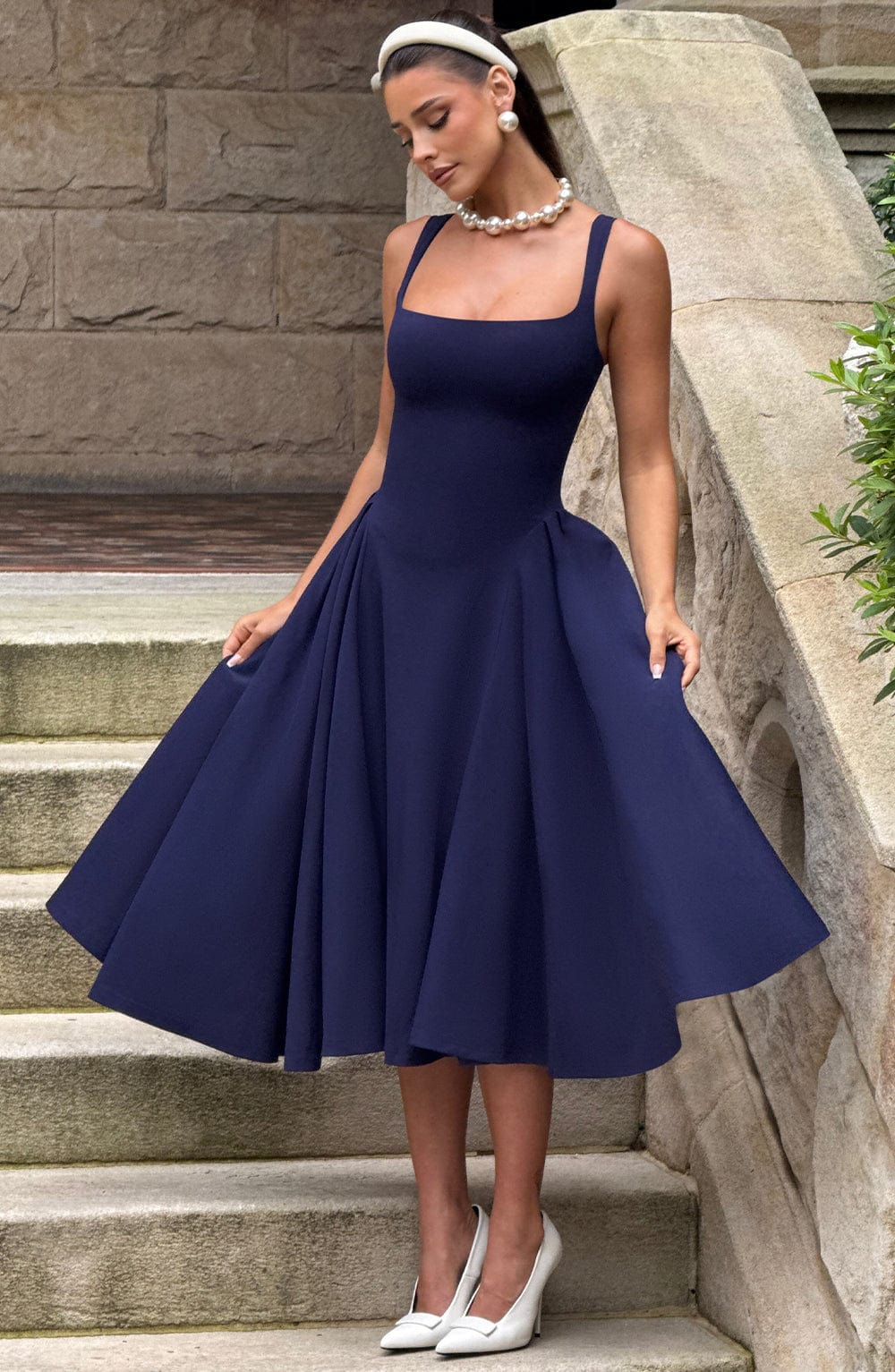 Betty Midi Dress - Navy