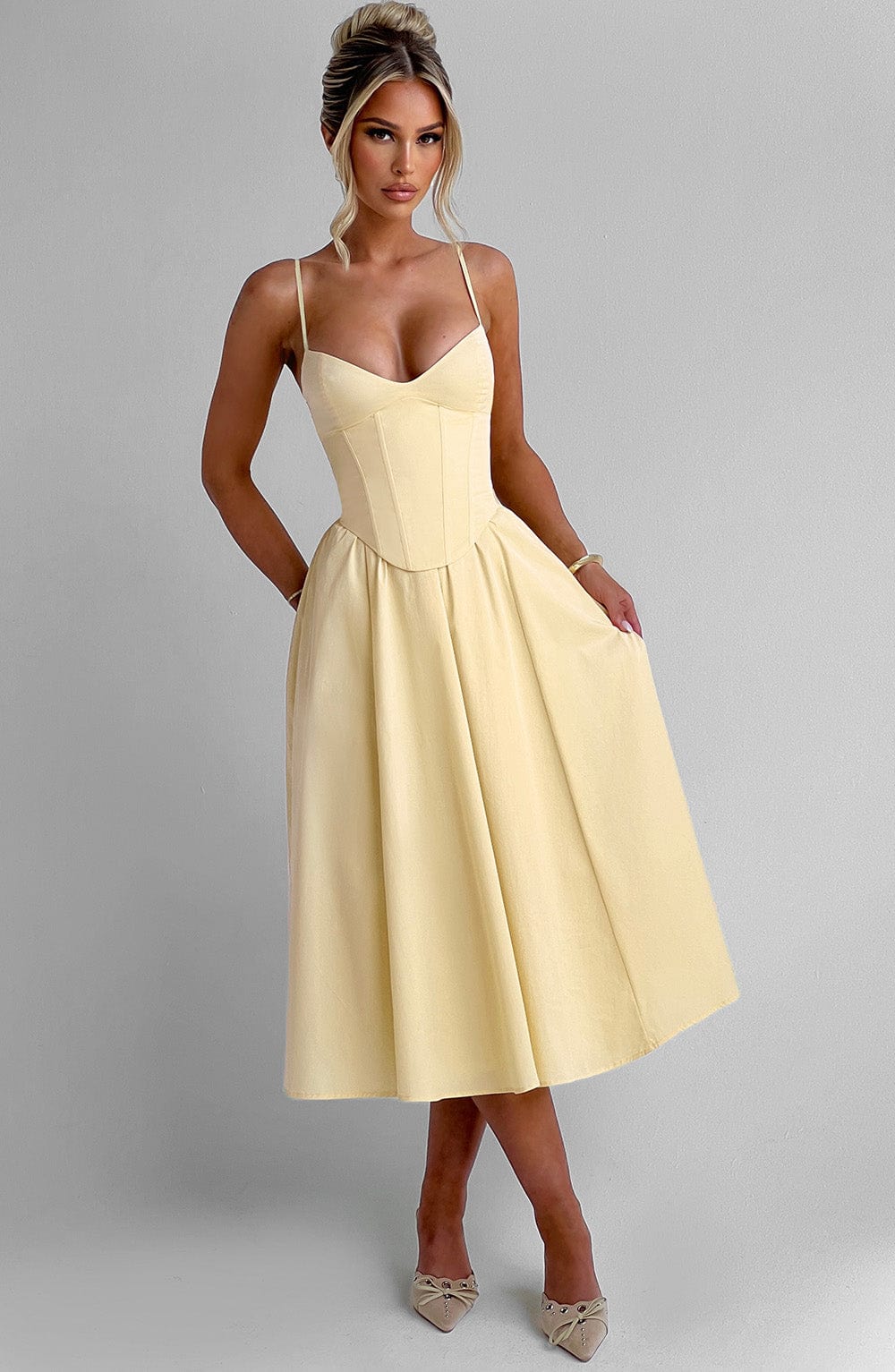 Mariella Midi Dress - Lemon